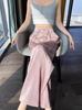 2025 Spring/Summer Women's Jacquard Satin Wide-Leg Pants: High-Waist, Buttoned, Slim-Fit, Casual Trousers.