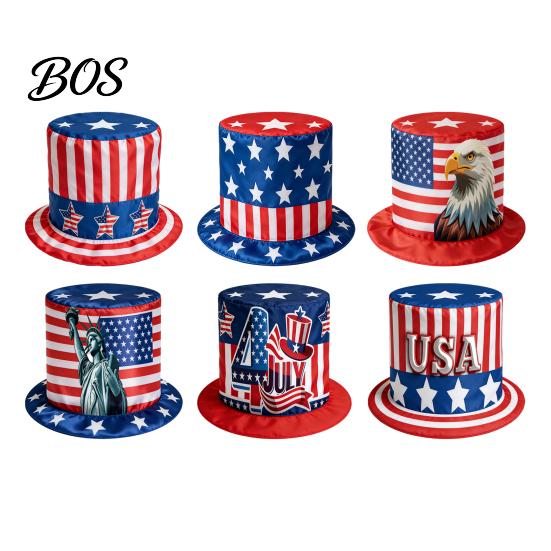 Independence Day Hat American Flag Top Hat, Uncle Costume for 4th of July, Red White Blue Patriotic Party Decoration Adults,