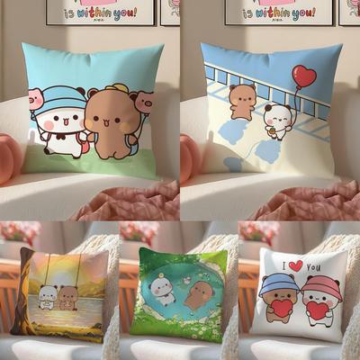 Cartoon Bubu Dudu Lovely Cushion Cover Pillowcase Short Plush Invisible Zipper Room Sofa Cushion Cover
