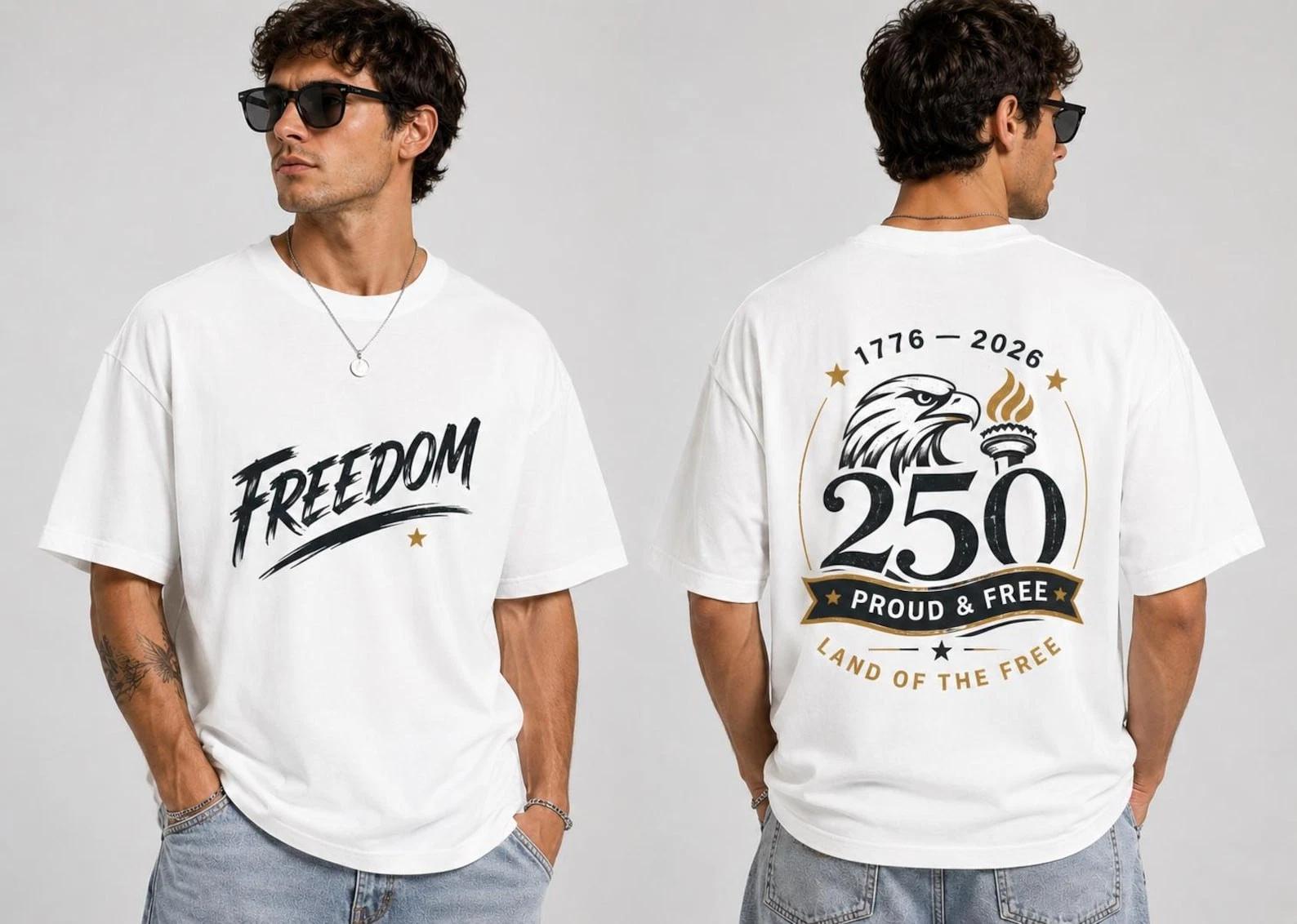 Patriotic Eagle USA 250th Anniversary 1776-2026 Freedom Vintage T Shirt XXL