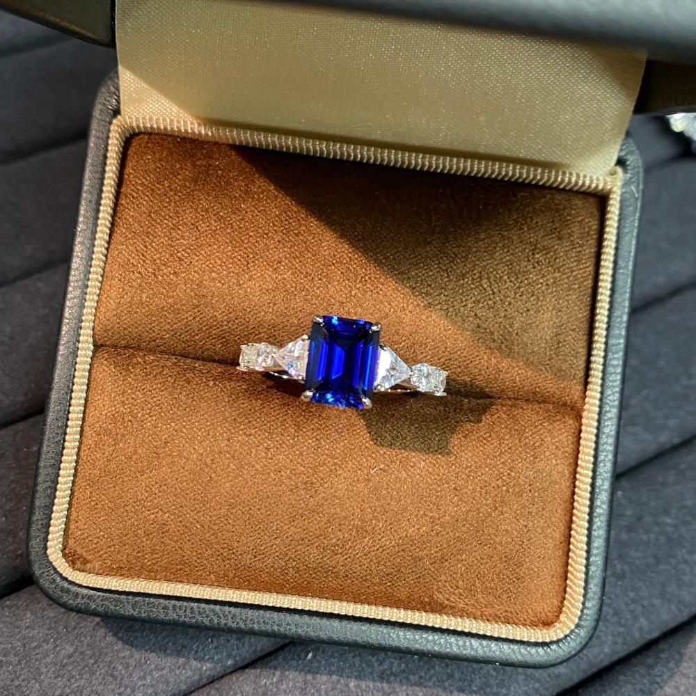 S925 Sterling Silver Blue Sapphire Ring