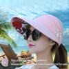 1pc Women'S Adjustable Sun Hat with Floral Embroidery - Protection, Lightweight & Breathable, Ideal for Beach, Casual Style, Beach Accessories
