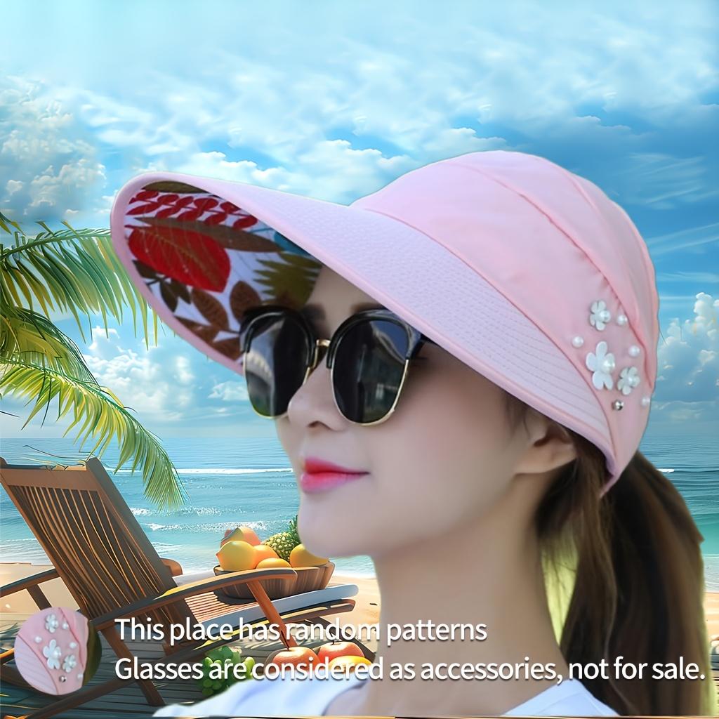 1pc Women'S Adjustable Sun Hat with Floral Embroidery - Protection, Lightweight & Breathable, Ideal for Beach, Casual Style, Beach Accessories