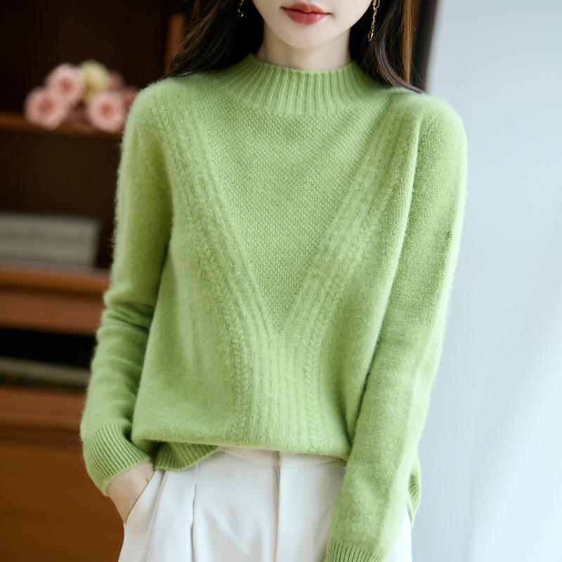Dámský kašmírový svetr Kašmír Qinghe 30% kašmír 70% vlna podzimní a zimní pulovr hřejivý a módní