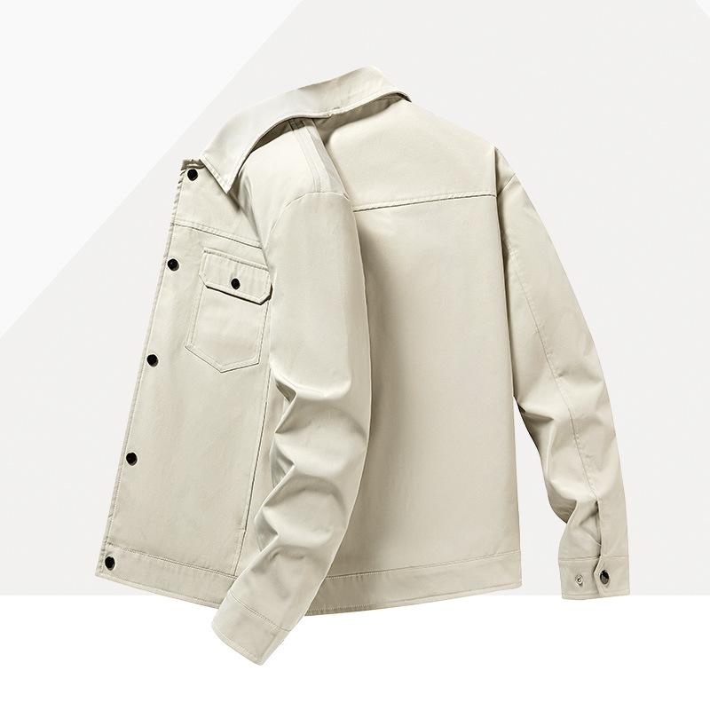 Spring and Autumn Men's Casual Slim Lapel Coat Button-Up Work Jacket Men