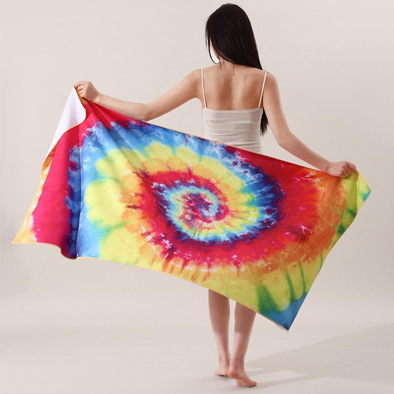 Ultra Fine Fiber Double-sided Velvet Beach Towel with Quick Drying, Absorbent Printing, Swimming Bath Towel, Beach Sunscreen