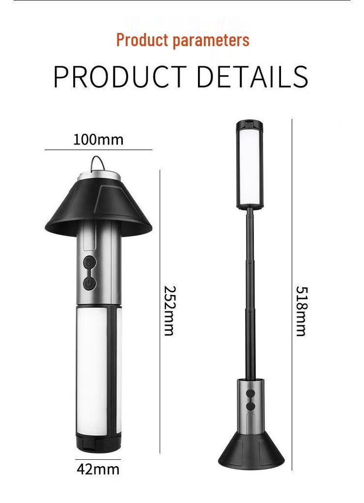Rechargeable Multi-Functional Telescopic Camping Lamp - Super Bright Fill Light