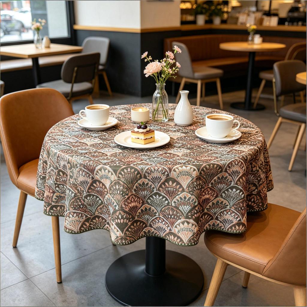 Home Kitchen Dining Room Decoration Modern Style Cotton Round Tablecloth