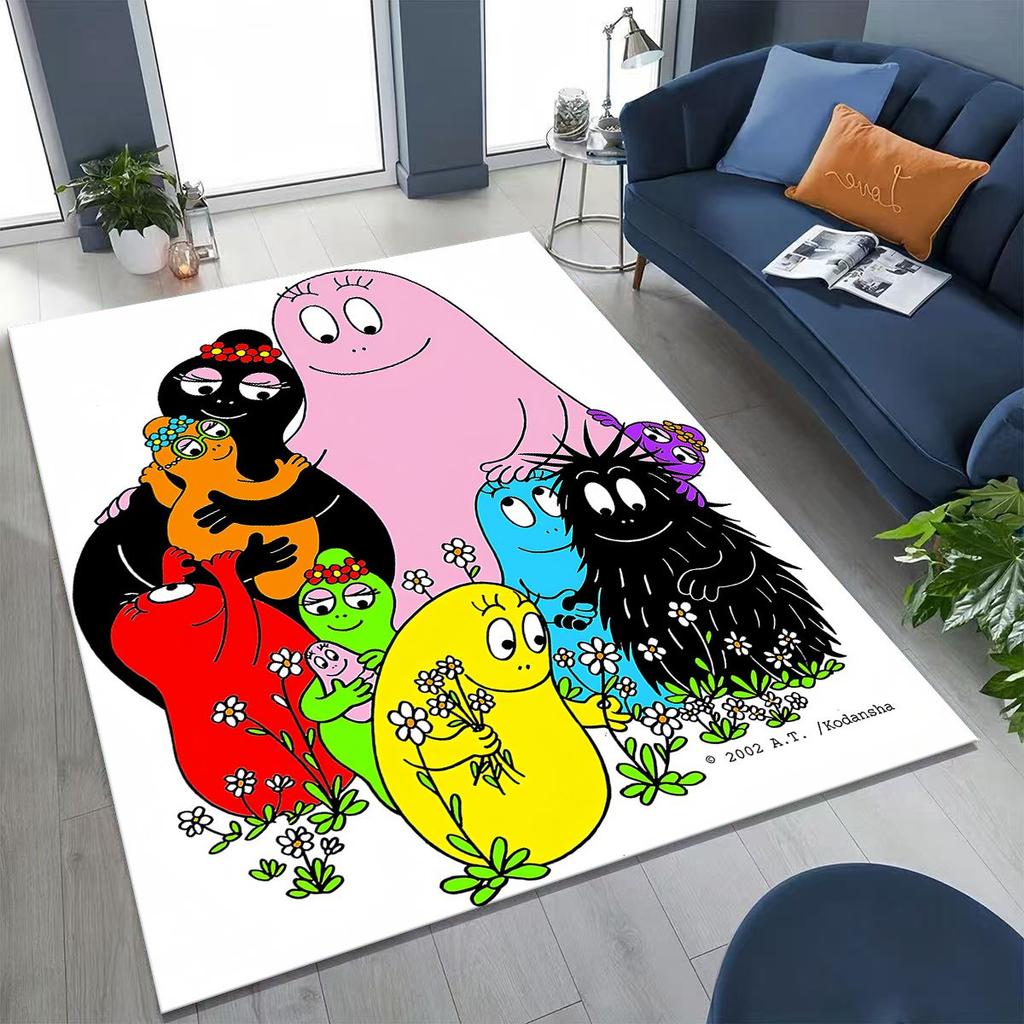 Cartoon Les Barbapapa Barbamama Family Rug for Bedroom Living Room Sofa Home Doormat Decor, Large Kids Play Non-slip Floor Mat