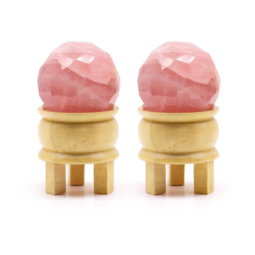 Rose Quartz Crystal Sphere Faceted With Stand 2-Piece
