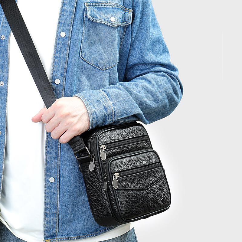 Neue vertikale Umhängetasche aus echtem Leder für Herren, lässige Umhängetasche aus vollnarbigem Leder, verstellbare Business-Umhängetasche aus Leder für Herren