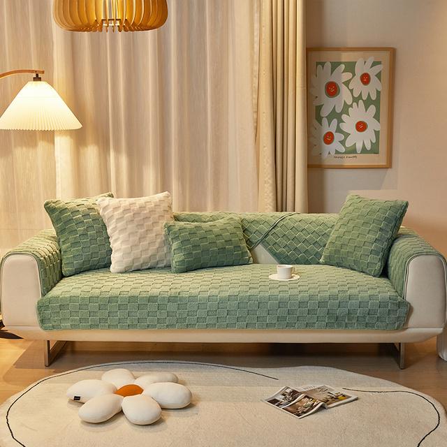 

Современное сплошное цветное плюшевое клетчатое полотенце для дивана, зимнее утепленное мягкое плюшевое чехлы для дивана для гостиной, противоскользящее диванное полотенце, домашний декор 1pc 45x45 pillowcase