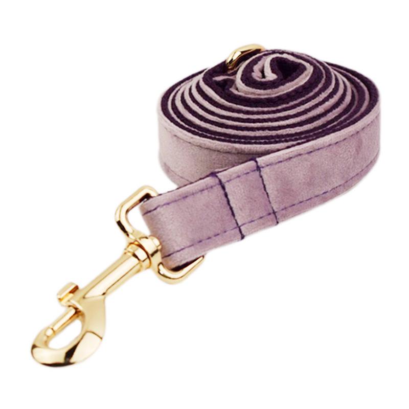 Lavender Plush Dog Collar & Leash in Deep Purple and Pink XS