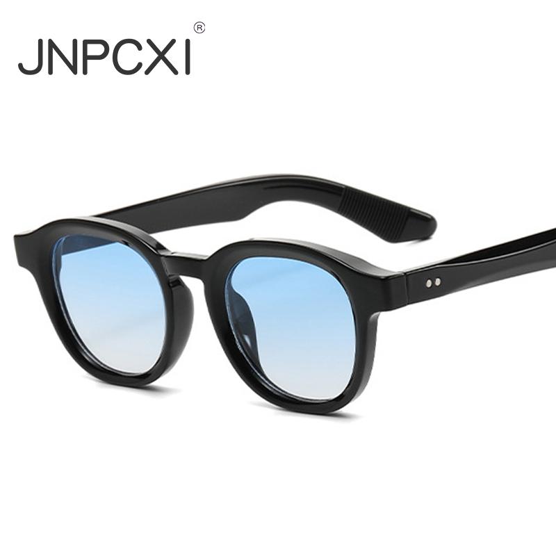 Retro Rivets Polarized Men Round Sunglasses Fashion Black Blue Trending Shades UV400 Women Clear Frame