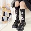 Girls Over The Knee High Socks Retro Stripes Hollow Mesh Cute Bowknot Princess Baby Kids Long Stockings