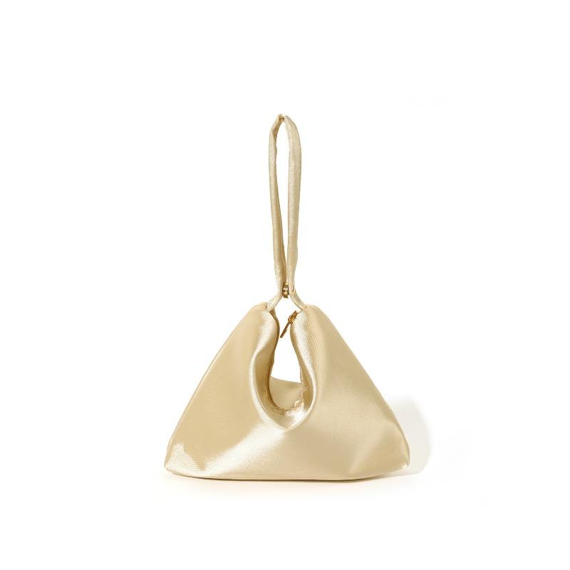 Einfache einfarbige Satin-Magnet-Abendtasche, vielseitige dreieckige Damen-Clutch-Handtasche