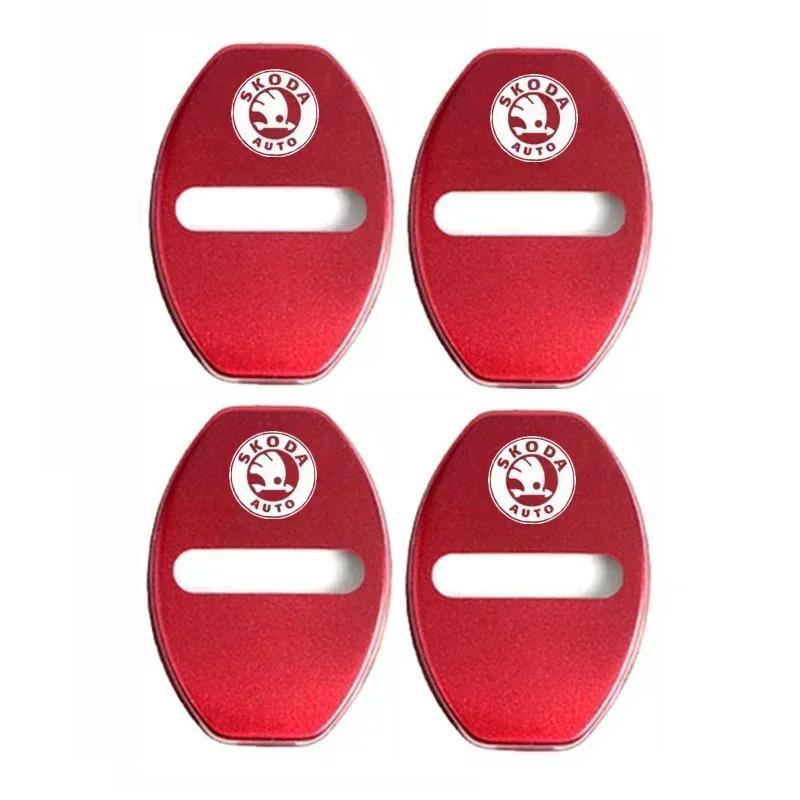 2026 Hot Car Door Lock Cover for SKODA Emblem Octavia Superb Kodiaq Fabia Rapid Spaceback Karoq Yeti Kamiq Metal Sticker Badge D