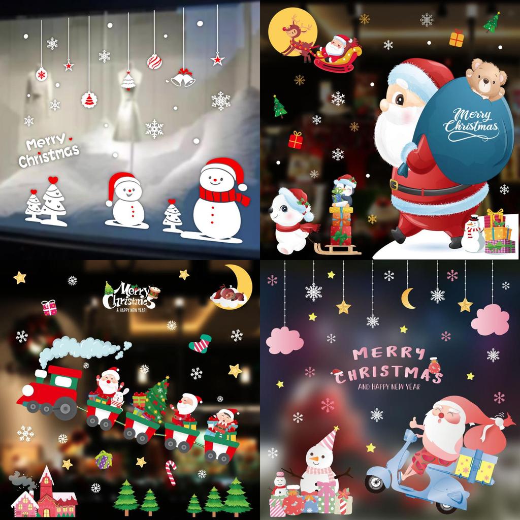 New Pvc Christmas Static Cling Window Decor Featuring Festive Santa Claus Design