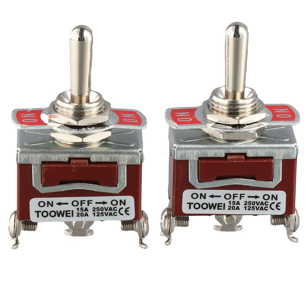 2Pcs 250V Rocker Toggle Switch 15A ON/Off/ON Heavy Duty Rocker Switches Auto