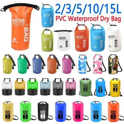 2L/3L/5L/10L/15L PVC Su Geçirmez Kuru Çanta Cep Açık Dalış Katlanabilir Depolama Plaj Yüzme Çantası Rafting Nehir Okyanus Sırt Çantası