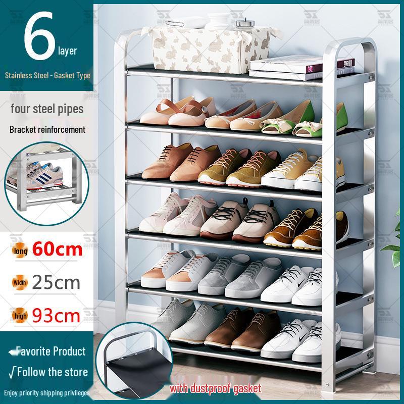 Stainless Steel Multi-layer Shoe Rack for Home or Dorm - Dustproof Storage Cabinet