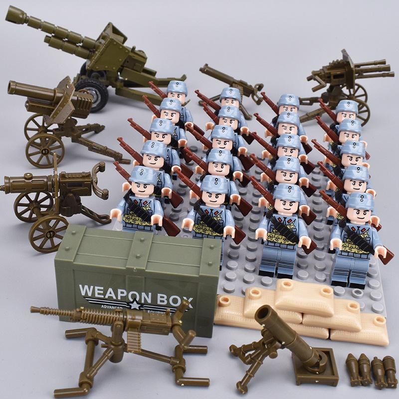 20 stk/batch WWII Militære Figurer WWII Soldater Nasjonalhæren Byggeklosser Våpen Monteringsklosser Leker for barn