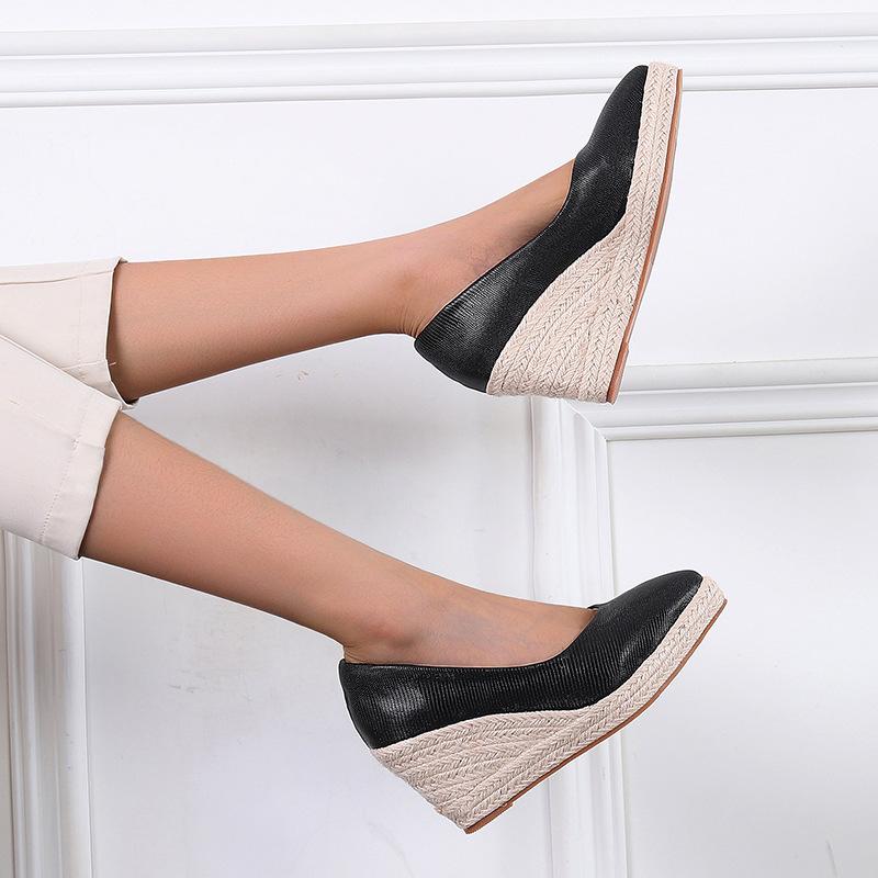 Fashion High Heels Women Party Shoes Women Pumps Brand Ladies Heeled Shoes Woman Wedge Heel 8cm Gold Black Plus Size 42 A4839