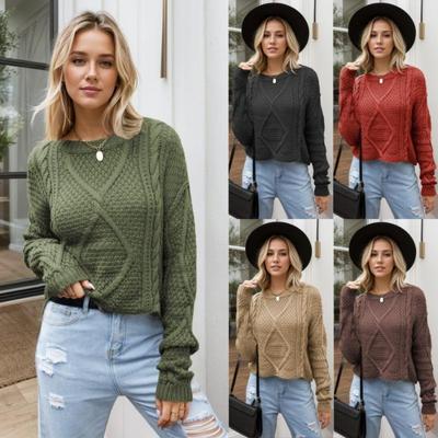 Women's Fried Dough Twists Cord Knit Loose Coarse Needle Pullover Sweater