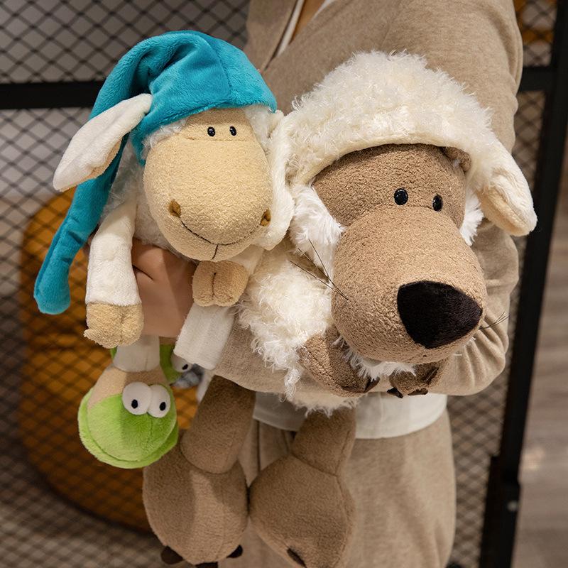 Cute Sleepy Little Wool Toy Nightcap Sheep Doll Children Rag Doll Girl Doll Pillow Holiday Gift