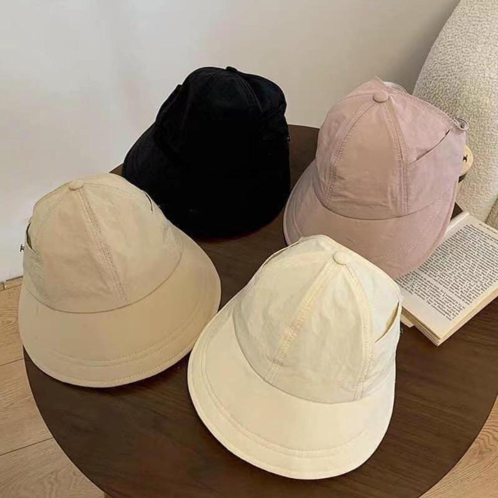 

Solid Color Suncreen Peaked Cap Sunshade Ponytail Cap Foldable Empty Top Hat Summer
