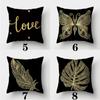 Black Gold Pattern Pillowcase Square Sofa Pillowcase Creative Pattern Cushion Cover