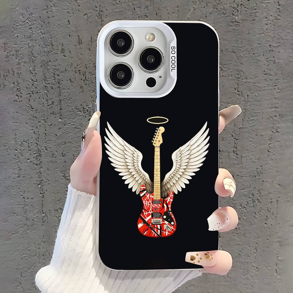E-Eddie Van H-Halen Phone Case For iPhone 17,16,15,14,13,12,11,Pro,XS,Max,Plus,Mini,SE White Candy Matte Shockproof Cover