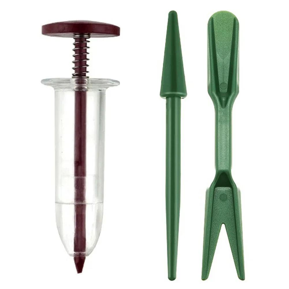 1-6Pcs Mini Sowing Seed Dispenser 5 Different Settings Plant Seed Sower With 2 Transplanting Tools Home Garden Seeding Dispenser