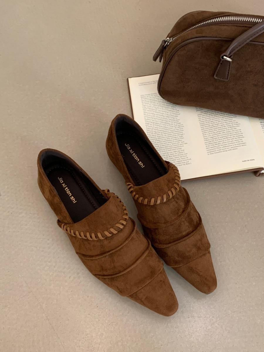 

Матовые туфли на толстой подошве с закрытым носком для женской верхней одежды 2025 осень новая ретро обувь мюли для женщин 39 светло-коричневого