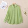 ZANZEA Women Casual Turn Down Collar Long Sleeve Perspective Cover Up Blouse