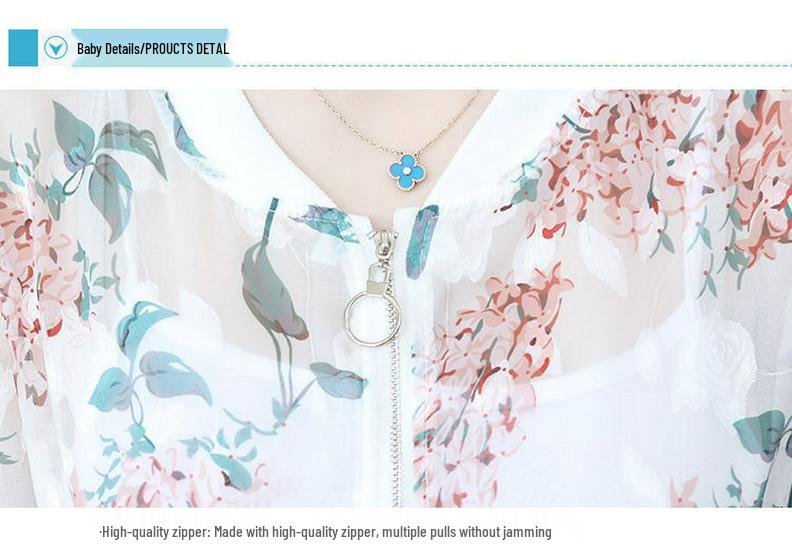 Chiffon Langarm Sonnenschutzjacke für Damen - Mittleren Alters Lässig Übergröße Bedruckte Strickjacke Oberbekleidung
