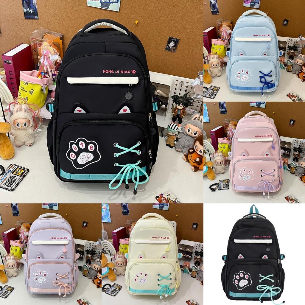 Large Capacity Simple Backpack With Letter Printing And Cat Ear Design For Daily