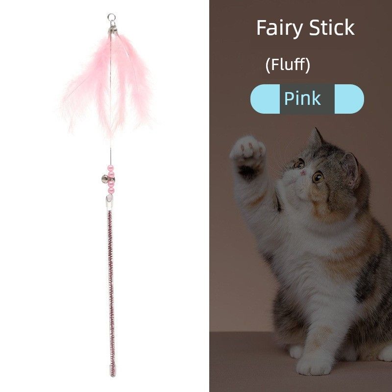 

Zihi Cat Teaser Cat Toy Magic Wand Relieving Stuffy Feather Bite-Resistant Long Brush Holder Kittens Toy Bean Bag Bucket Cat Bell Single root [arbitrary selection]]