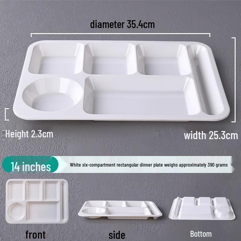White Round Melamine 5-Compartment Meal Tray