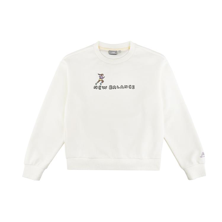 New Balance Sweatshirts Women's White Crew Neck Moderate Regular (Unisex) Sweatshirts NCA47012 IV
