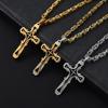 Embossed Single‑Layer Cross Pendant Necklace, Stainless Steel Imperial Chain Fashion Personality Jewelry for Men Women