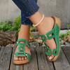 Platform Wedge Cool Drag Women's Round Head Open Toe Metal Buckle Cutout Breathable Non-Slip Wear-Resistant Flip-Flop