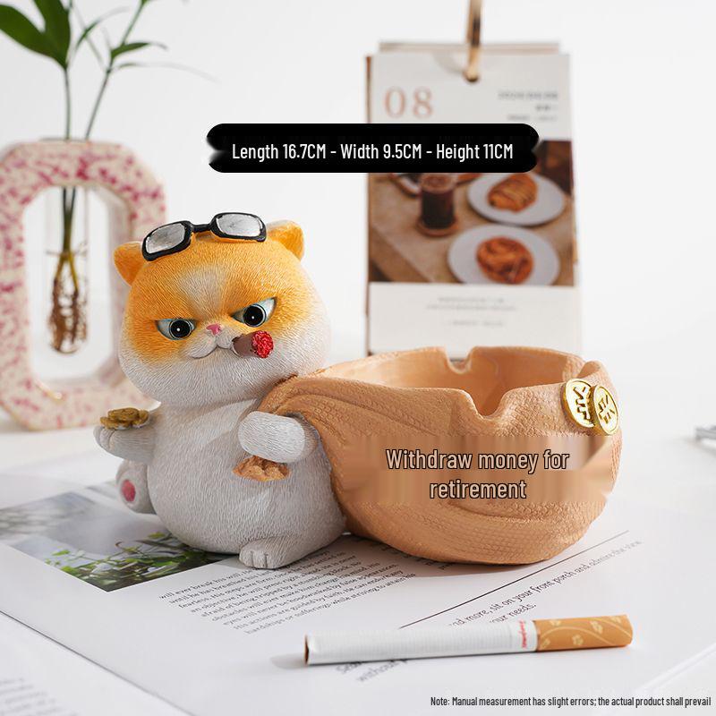 

Creative Beckoning Cat Ashtray: Cute Cartoon Kitten Ornament for Office Desk or Birthday Gift