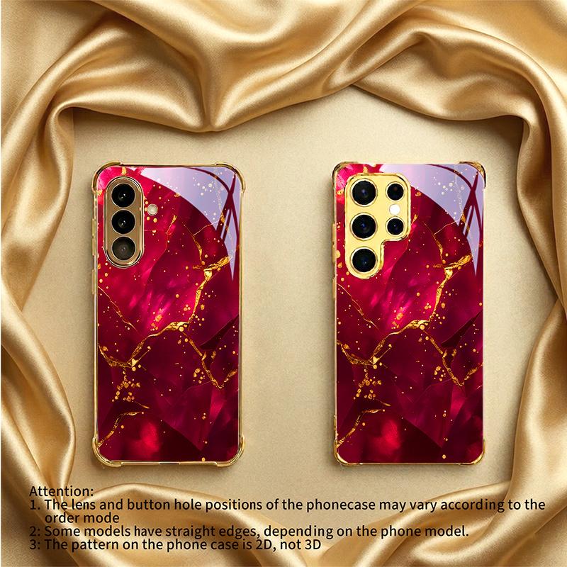 Crack Pattern Electroplated Gold Four-corner Anti-drop Glass Phone Case for Samsung Galaxy S26/S25/S24/S23/S22/S21 Ultra + Fe