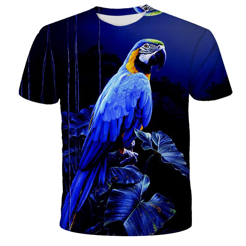 

Летние модные забавные футболки с рисунком попугая, мужские футболки с 3D принтом животных, топы, уличная одежда с круглым вырезом и короткими рукавами S
