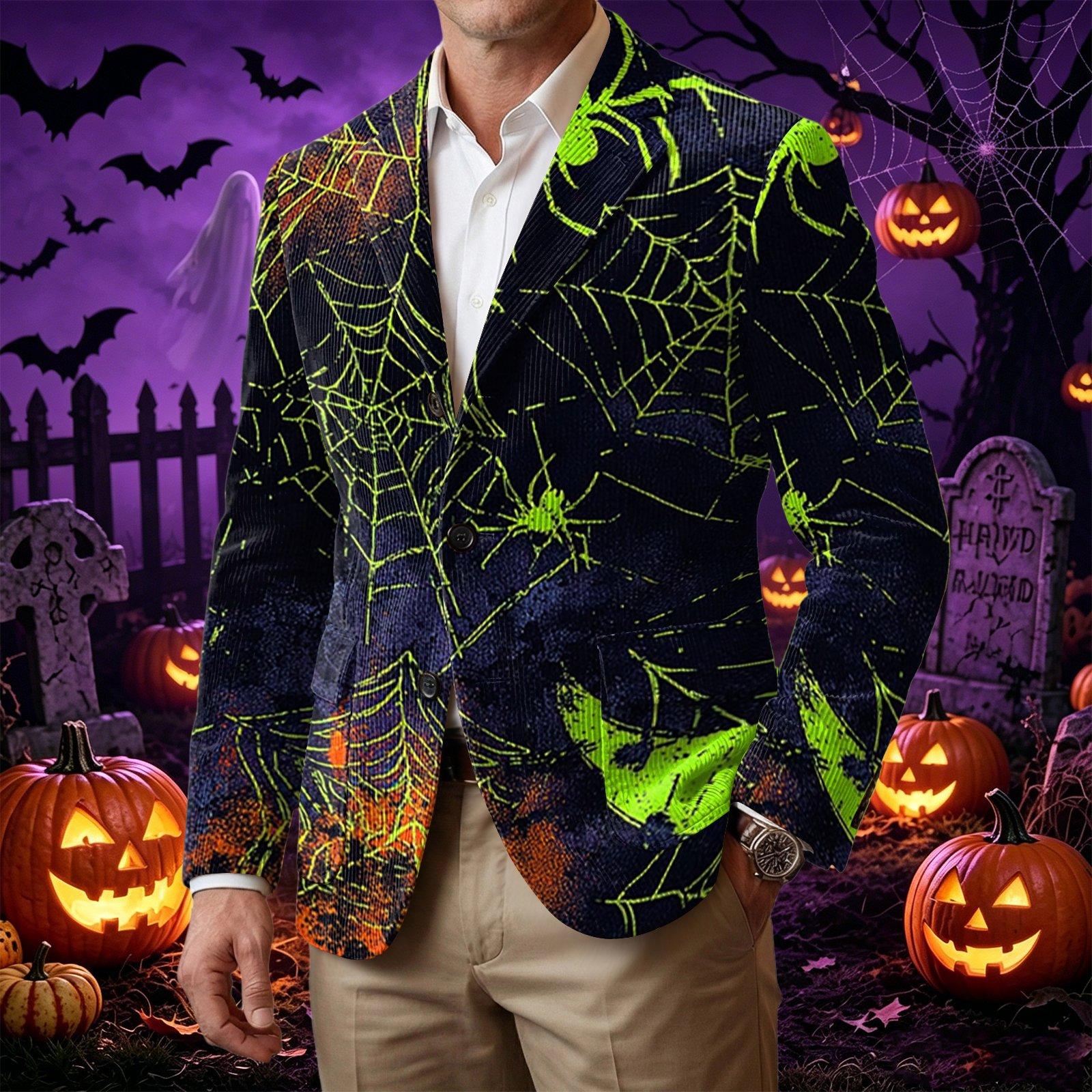 Men s Business Casual Corduroy with Halloween Print L