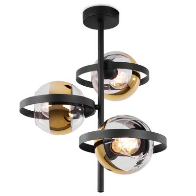Ronda Black Ceiling Lamp 3-Flat Golden Lamp E27