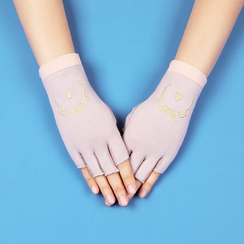 Sunscreen gloves with exposed fingers Thin women's summer driving, cycling, non-slip, anti-ultraviolet, tea picking, manicure, half-finger gloves
