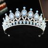 DIEZI 6 Colors Baroque Green Blue Pink Opal Crystal Tiara Crown Women Wedding Elegant Luxury Princess Party Rhinestone Crown