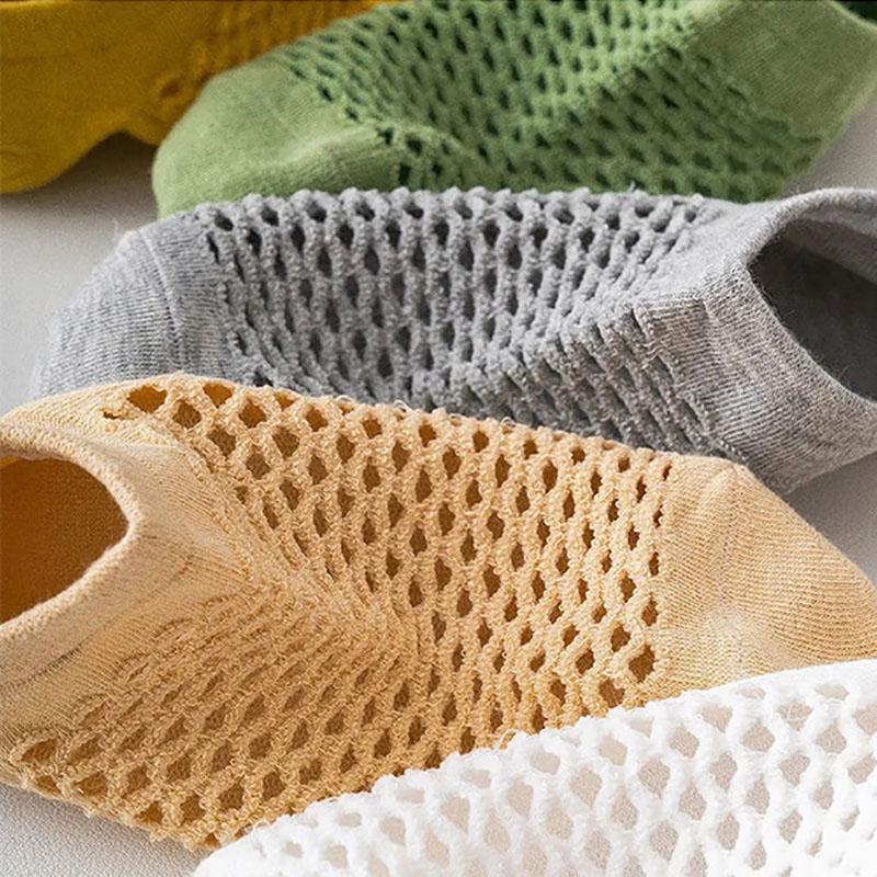 Summer Women's Short Socks Breathable and Sweat-absorbent Boat Socks Clogs Solid Color Japanese Style Mesh Short Socks for Women